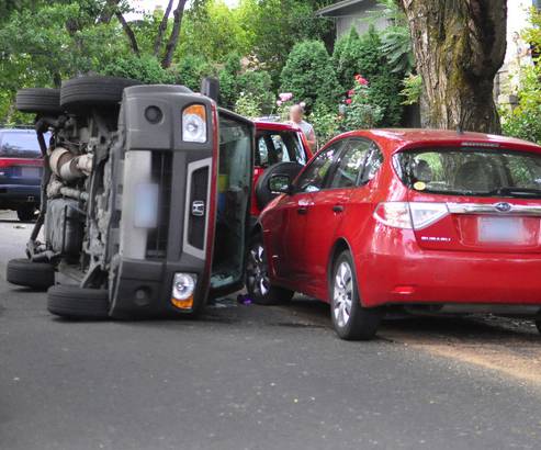 vehicle flipped in a car accident